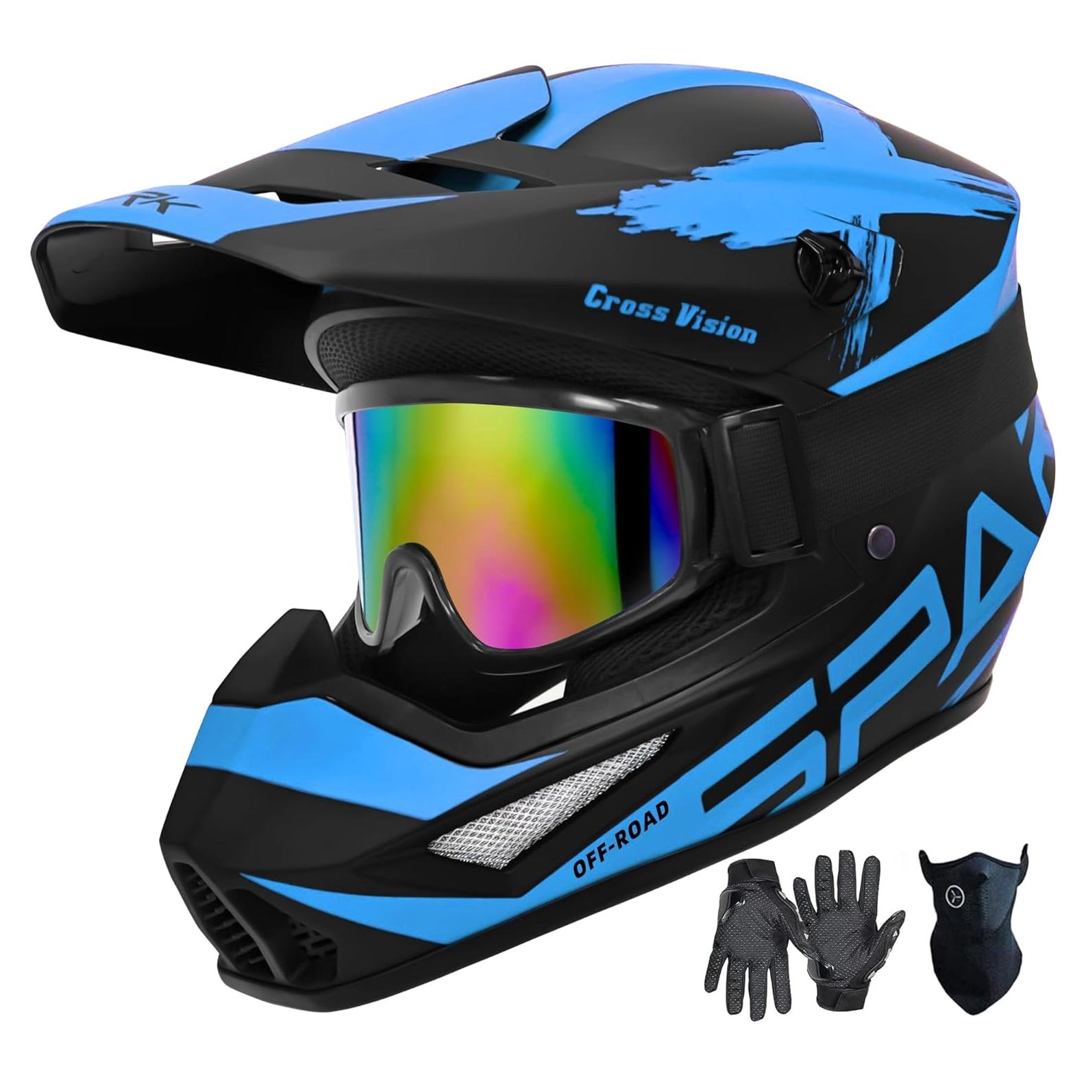 Casco de Motocross SanQing Mediano Azul con Accesorios