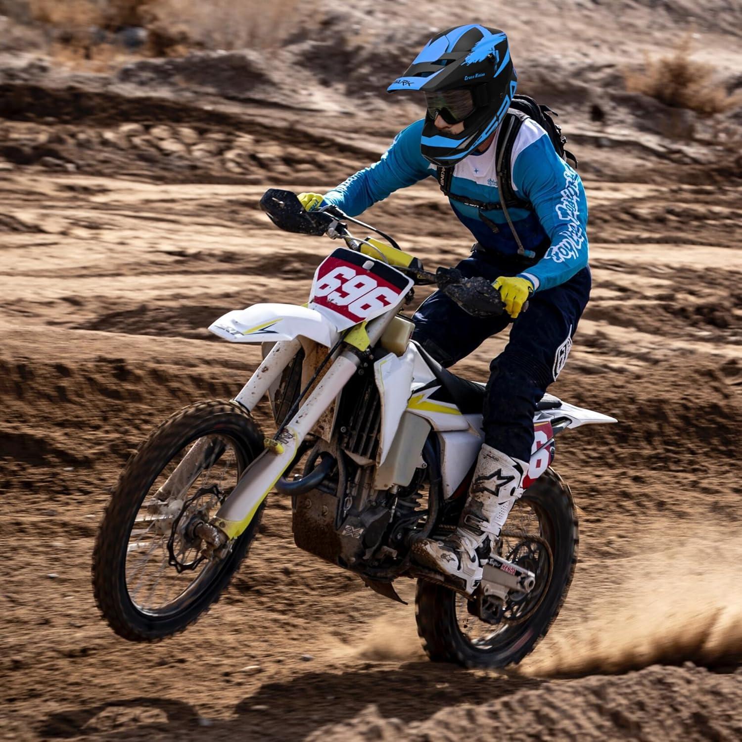 Casco de Motocross SanQing Mediano Azul con Accesorios