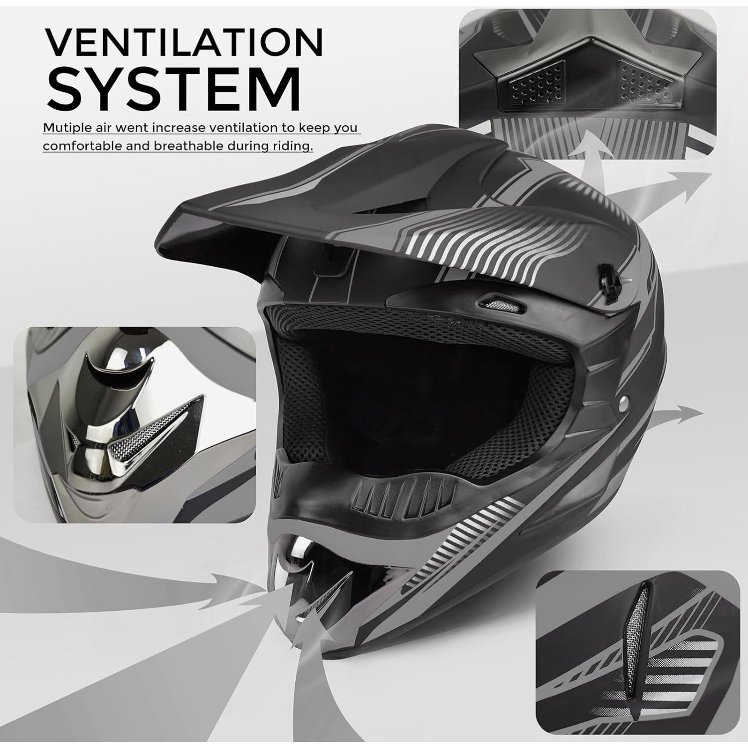 Casco de Motocross SanQing yytk-01 Gris Pequeño DOT