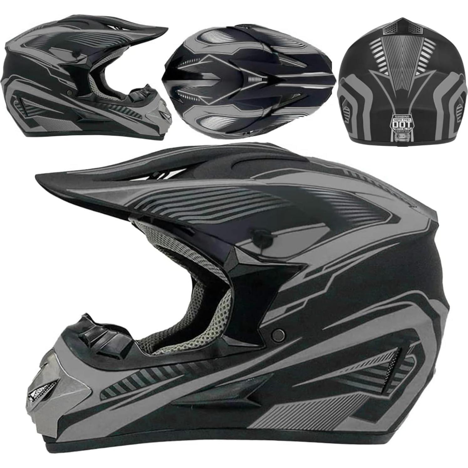 Casco de Motocross SanQing yytk-01 Grande Gris con Guantes