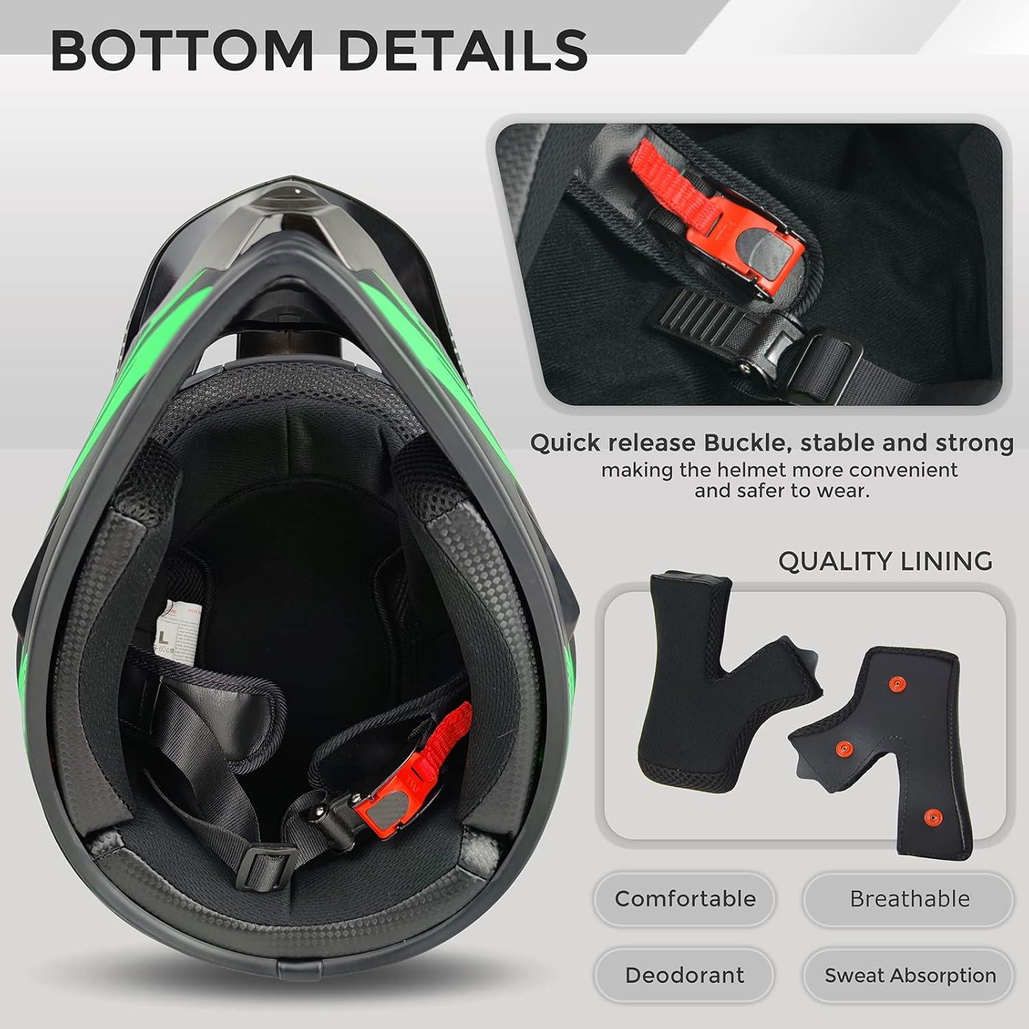 Casco Completo SanQing Yytk-01 Verde XL para Motocross