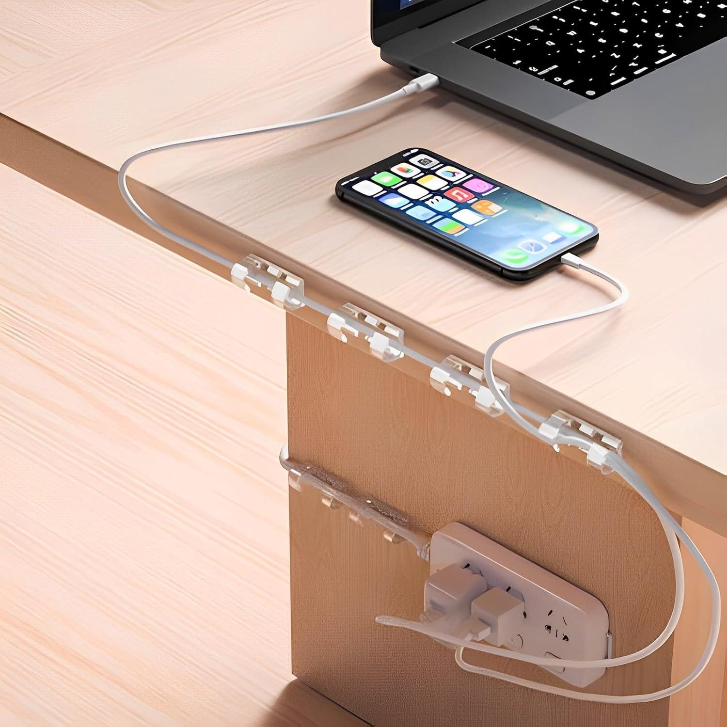 80 Clips de Cable Adhesivos AFFAVON para Organización 7mm