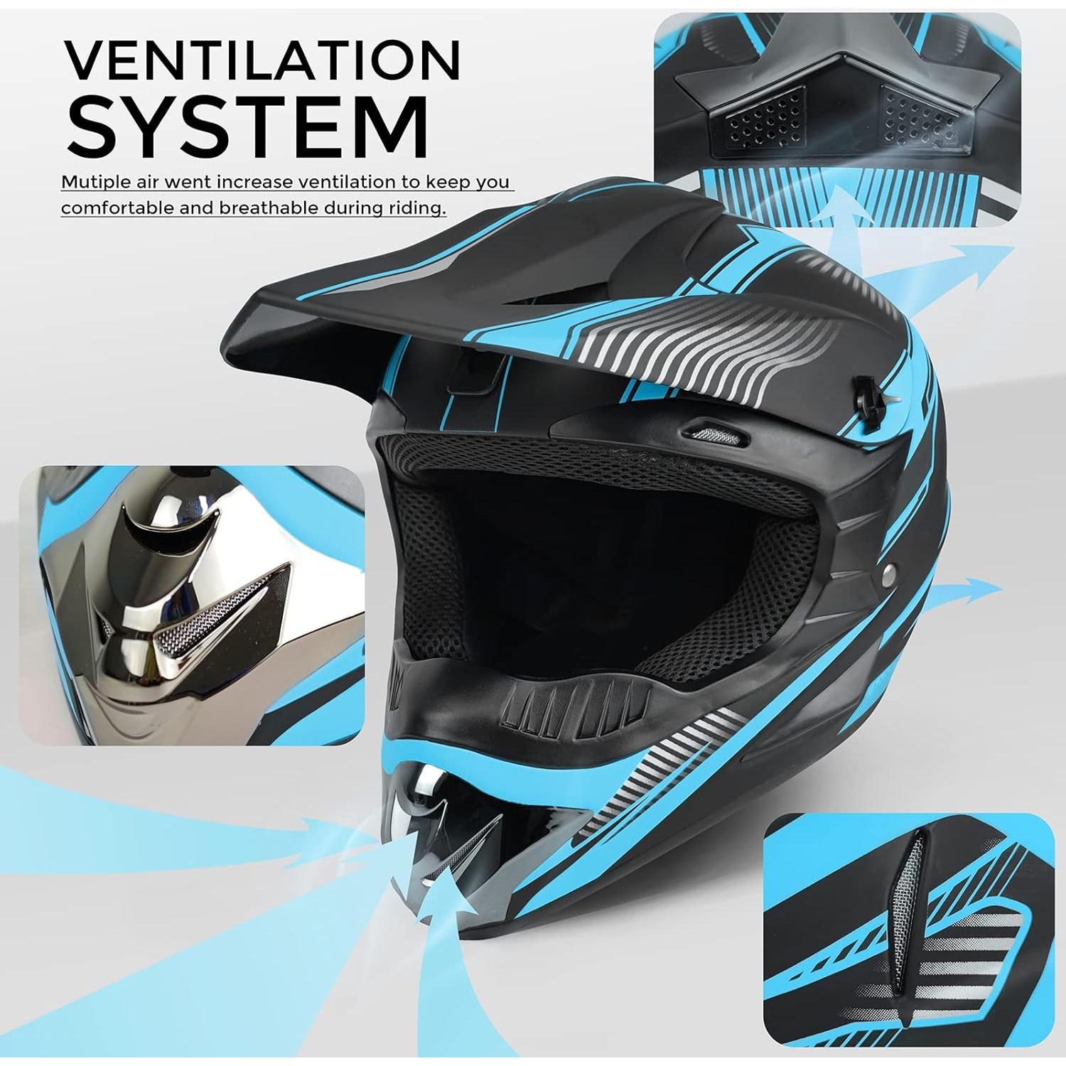 Casco de Motocross SanQing Yytk-01 Azul XL Aerodinámico