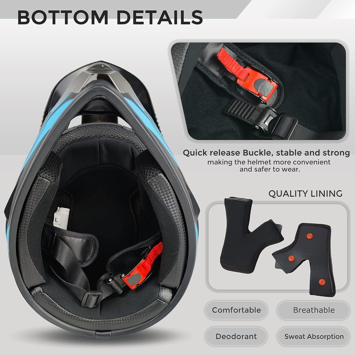 Casco de Motocross SanQing Yytk-01 Azul XL Aerodinámico