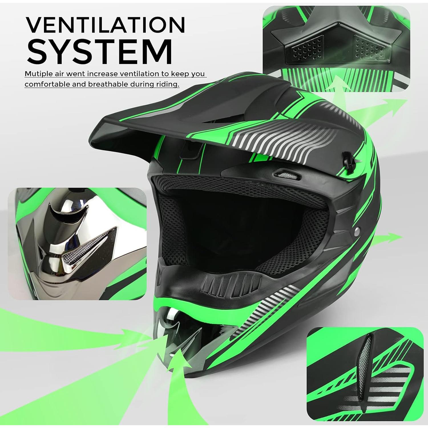 Casco de Motocross SanQing yytk-01 Verde Grande DOT