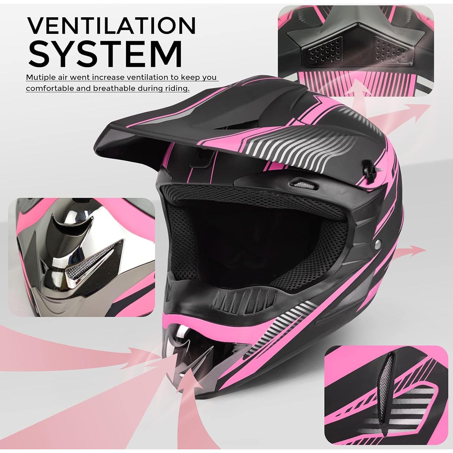 Casco de Motocross SanQing yytk-01 Rosa L Ajustable