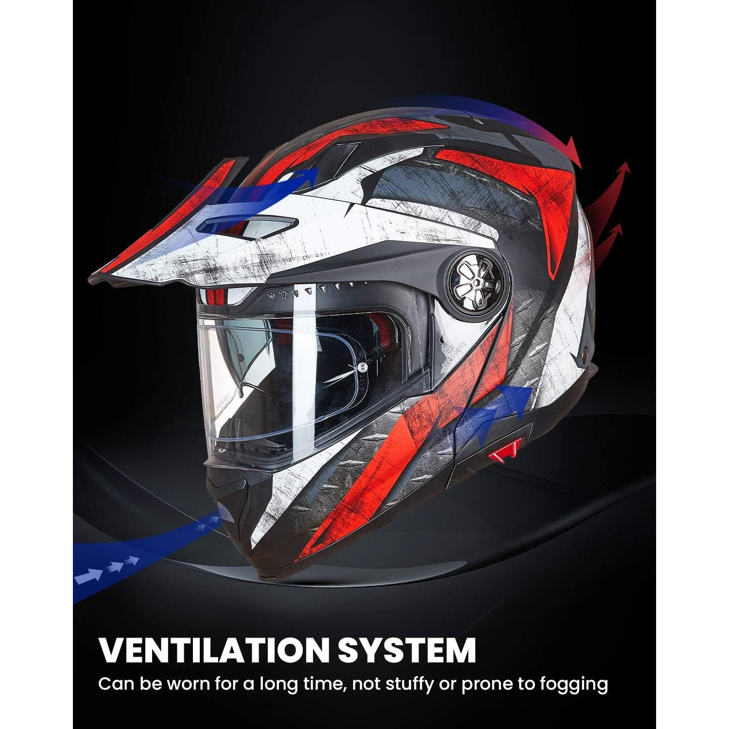 Casco Modular ILM DOT 909F Negro Mate 3 en 1 para Moto