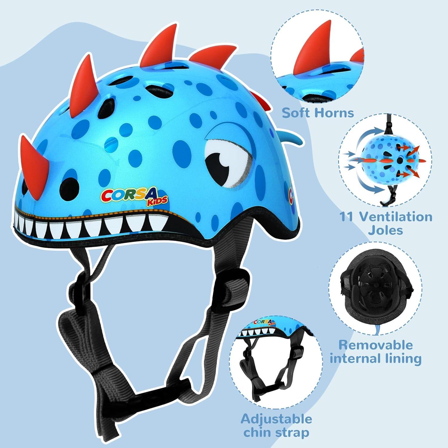 Casco para Niños Hisyll Dinosaurio Azul 50-54 cm Ligero