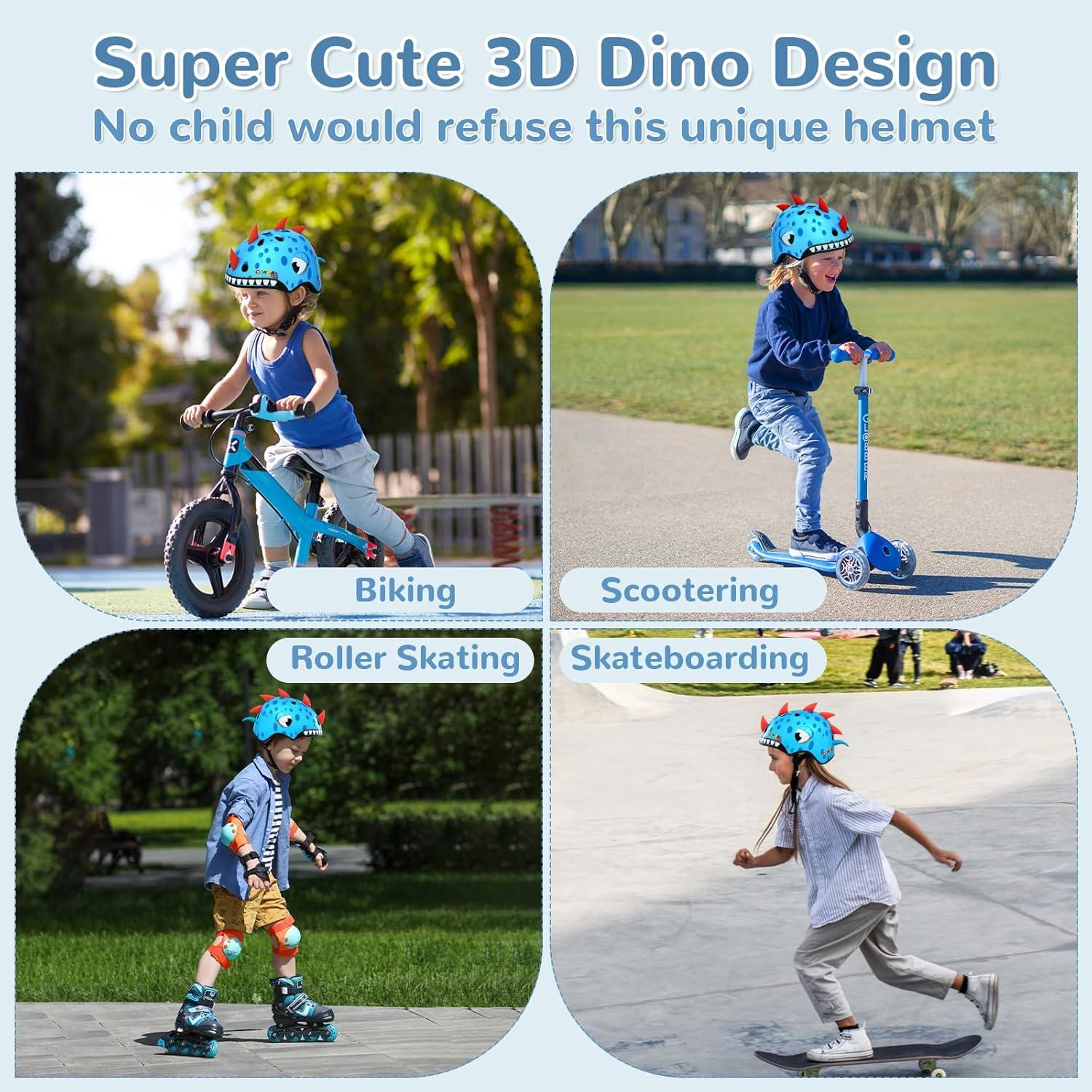 Casco para Niños Hisyll Dinosaurio Azul 50-54 cm Ligero