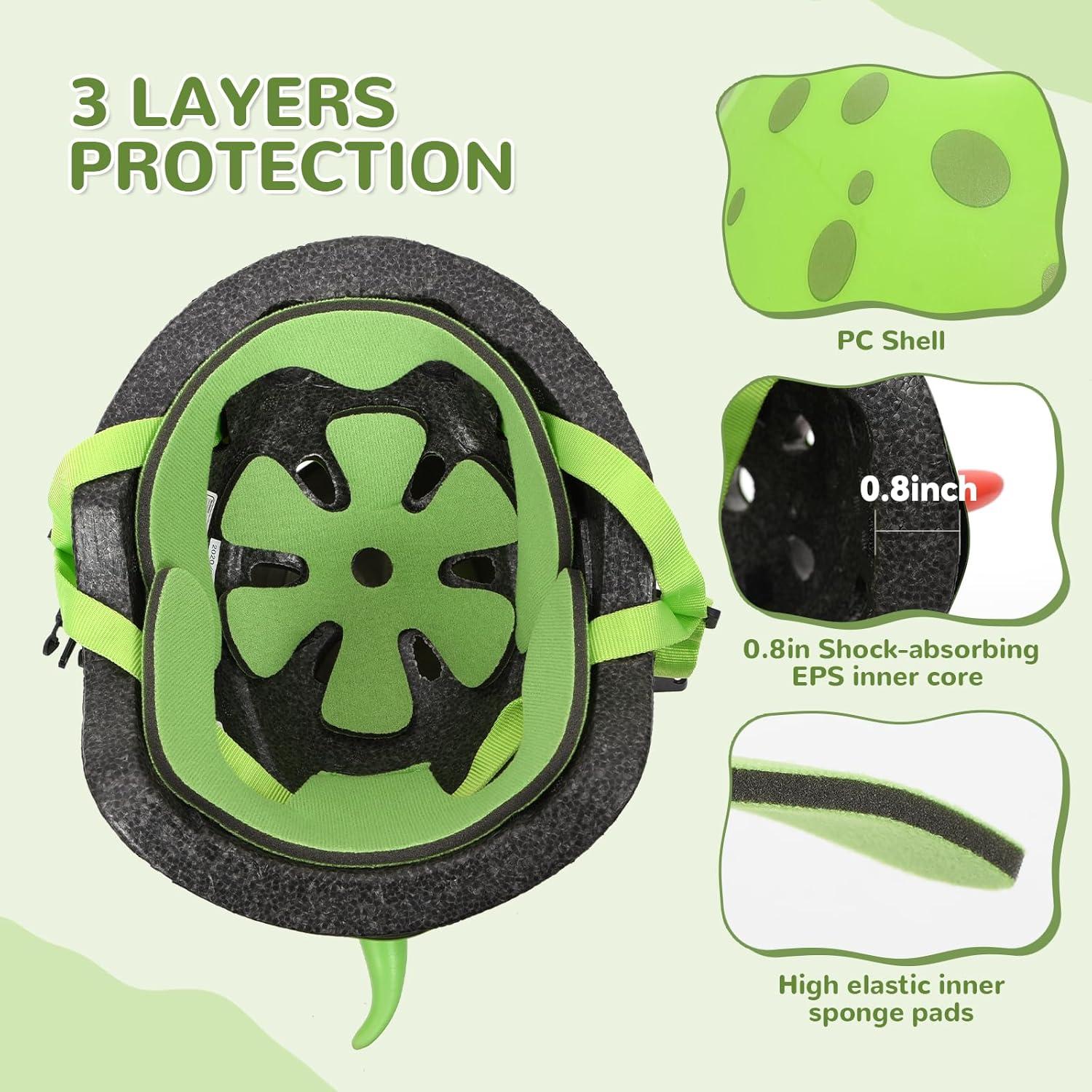 Casco Ligero para Niños Hisyll Dinosaurio 50-54cm Verde