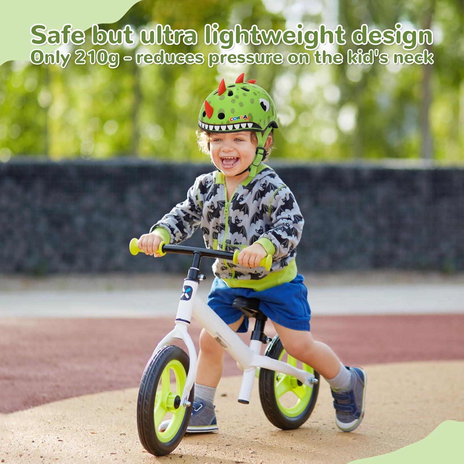 Casco Ligero para Niños Hisyll Dinosaurio 50-54cm Verde