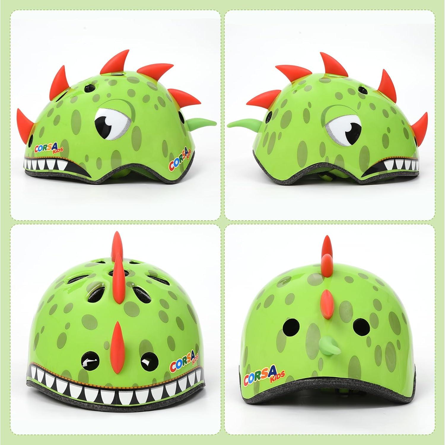 Casco Ligero para Niños Hisyll Dinosaurio 50-54cm Verde
