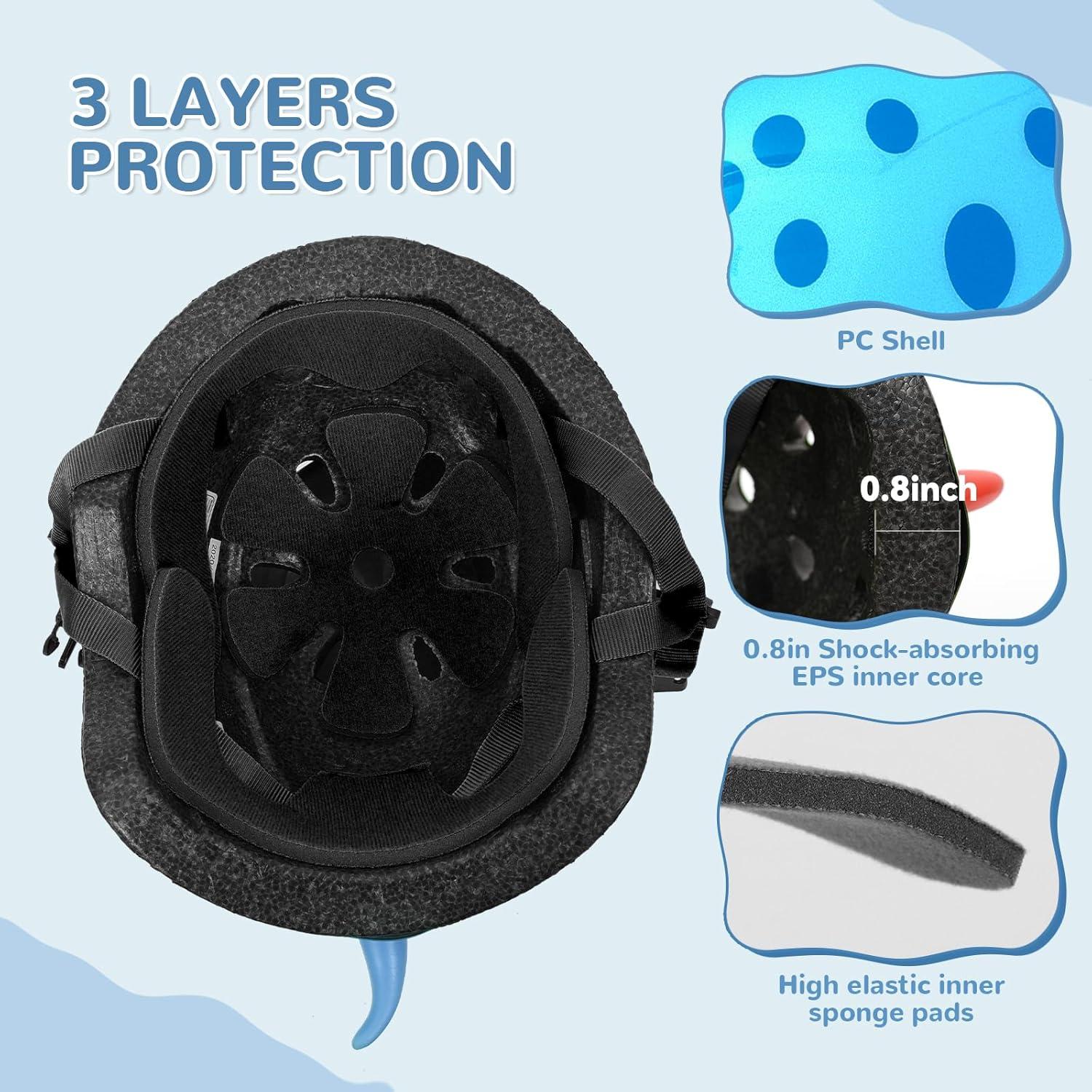 Casco para Niños Hisyll Dinosaurio Azul 50-54 cm Ligero