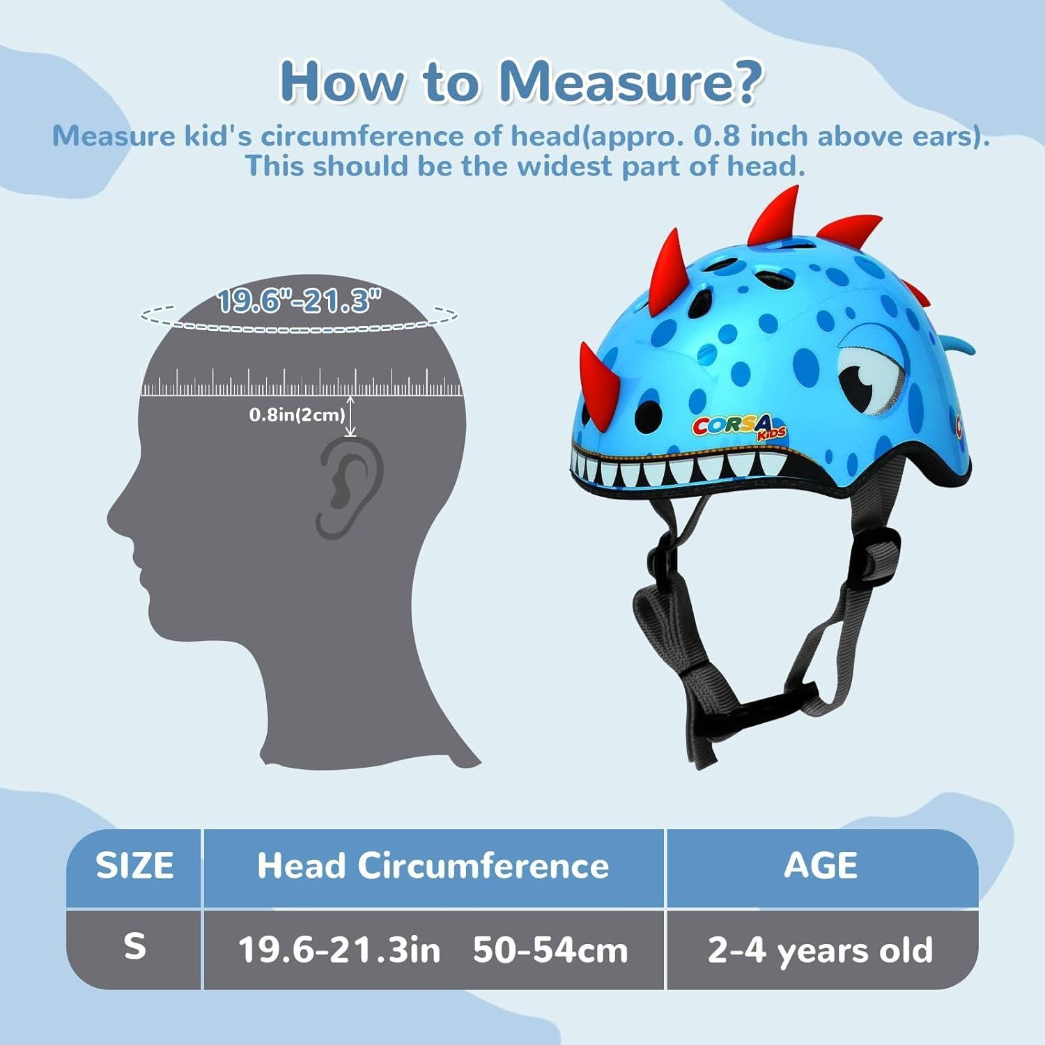 Casco para Niños Hisyll Dinosaurio Azul 50-54 cm Ligero