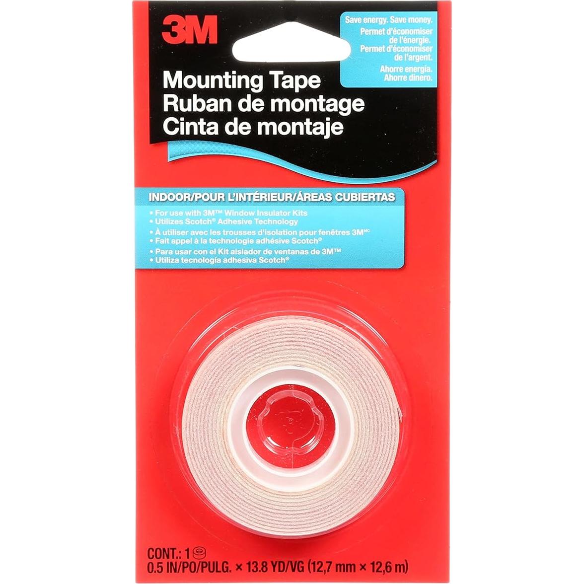 Cinta de Montaje 3M 1.27 cm x 12.6 m para Ventanas