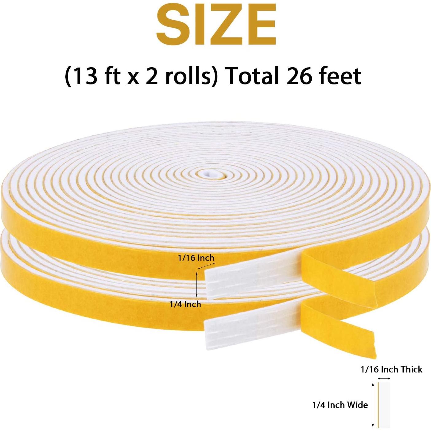 Cinta de Espuma Aislante Futuwi 2 Rollos 26 Pies 1/4" Ancho