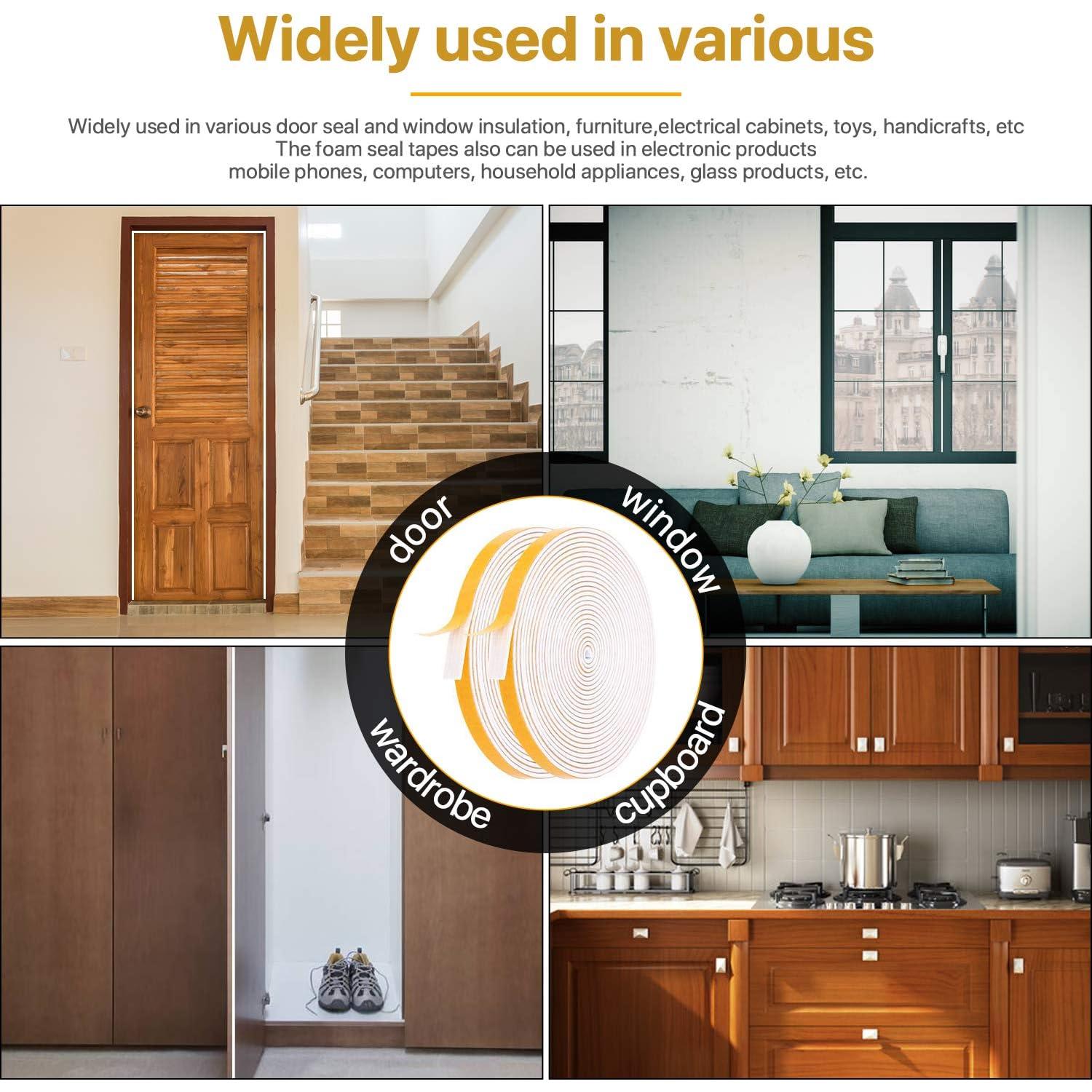 Cinta de Espuma Aislante Futuwi 2 Rollos 26 Pies 1/4" Ancho