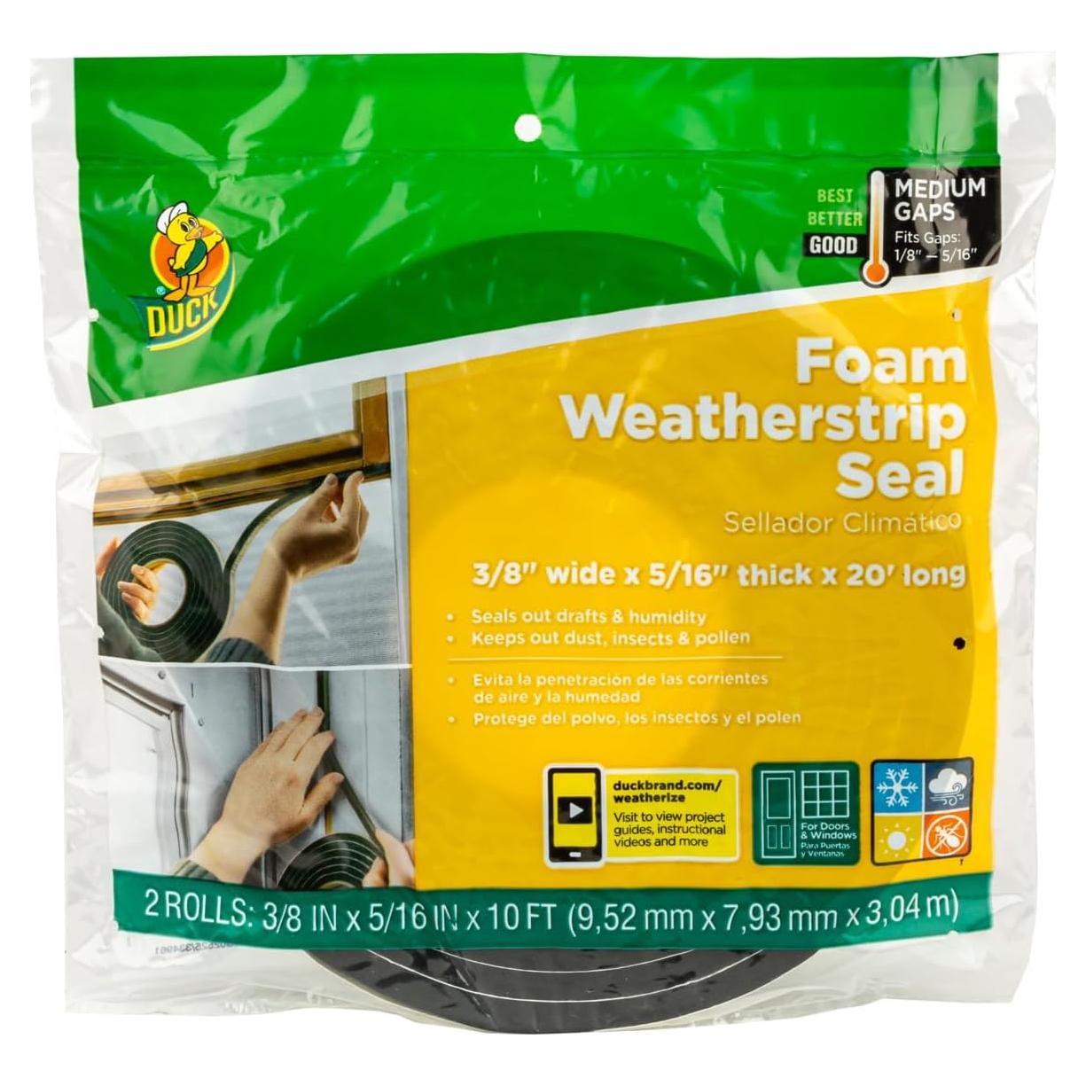 Sellos de Espuma Autoadhesivos Duck 2 Rollos 3.05 m Negro