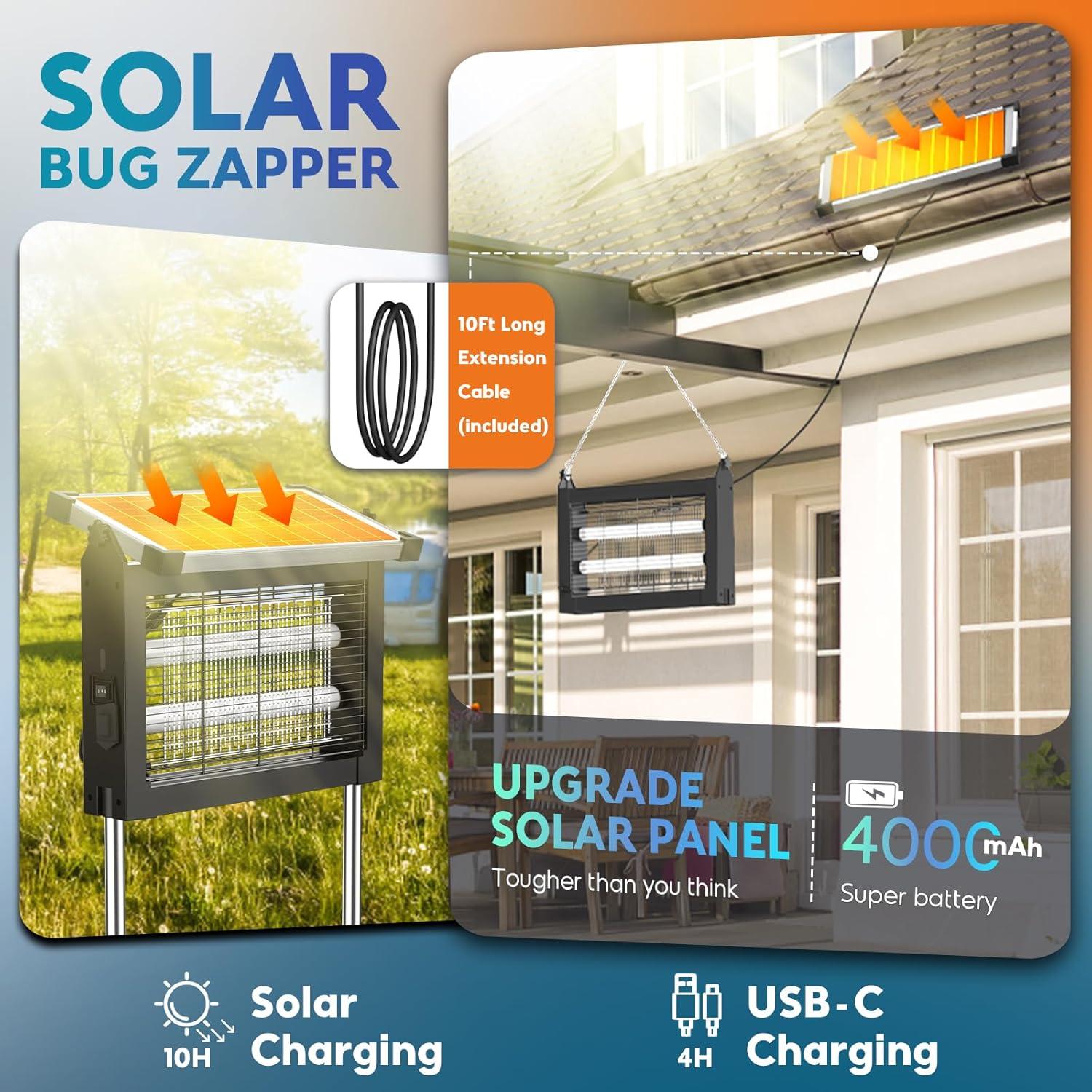 Zapper Solar de Insectos PhatroyYee 4500V Portátil Impermeable