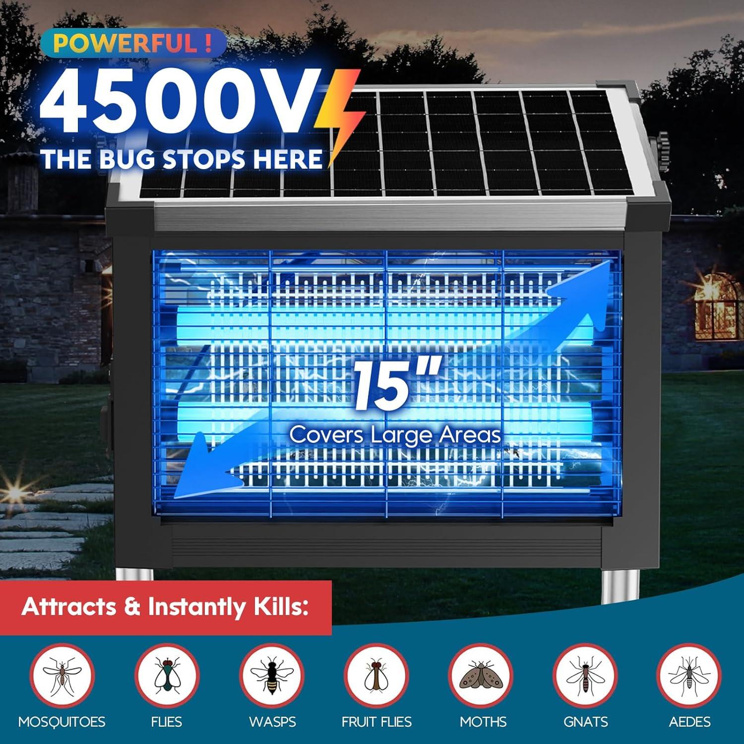 Zapper Solar de Insectos PhatroyYee 4500V Portátil Impermeable