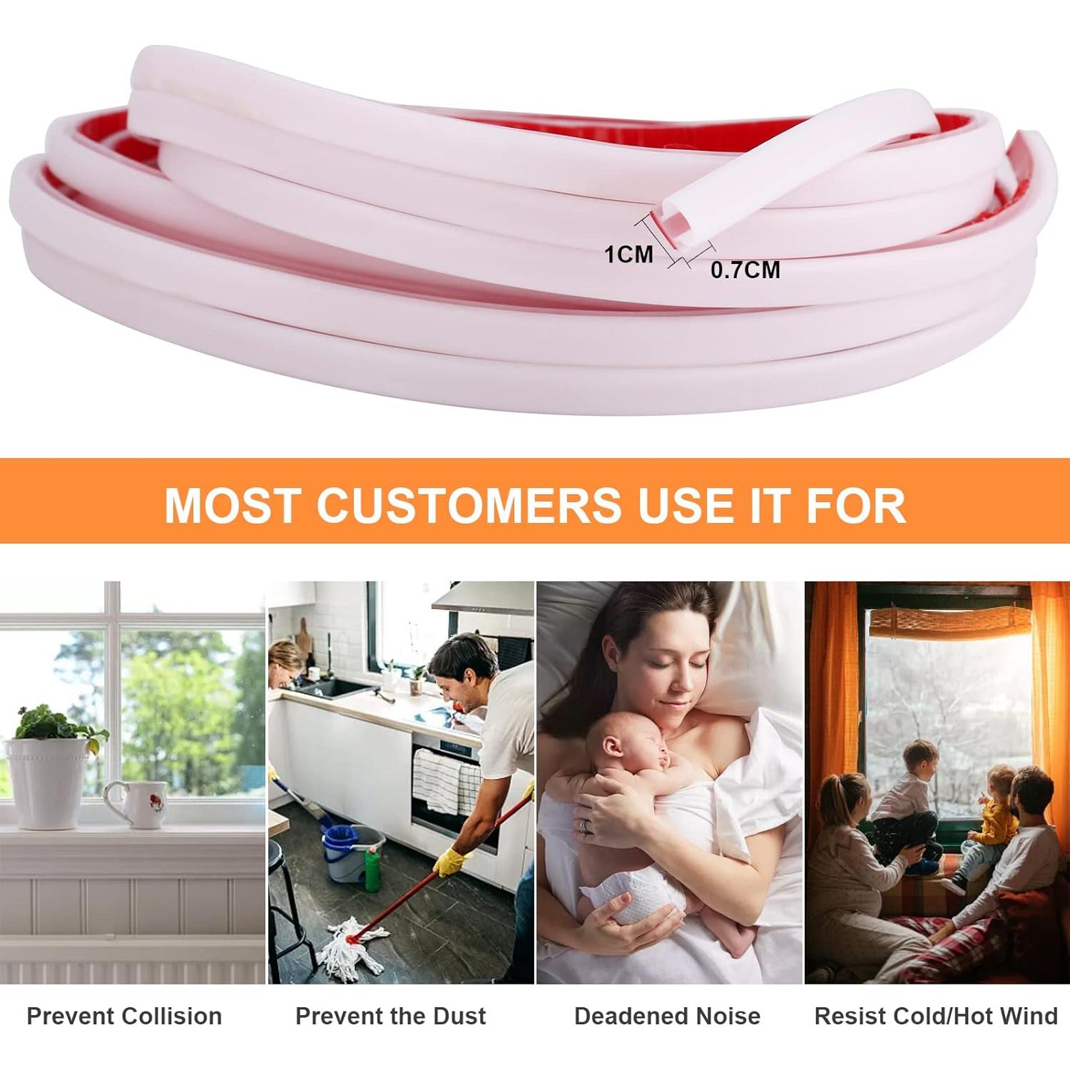 Tira de Sellado Autoadhesiva Gangdise 2.99m Blanca para Puertas y Ventanas