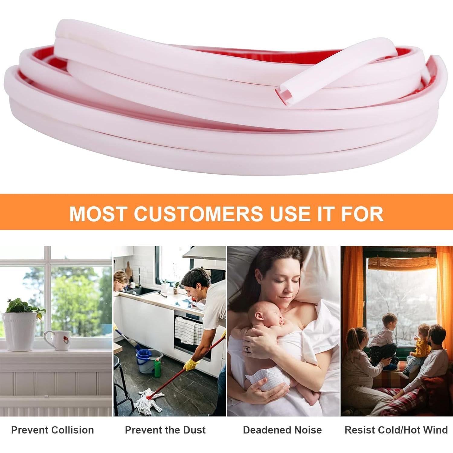 Tira de Sellado Autoadhesiva Gangdise 2.99m Blanca para Puertas y Ventanas