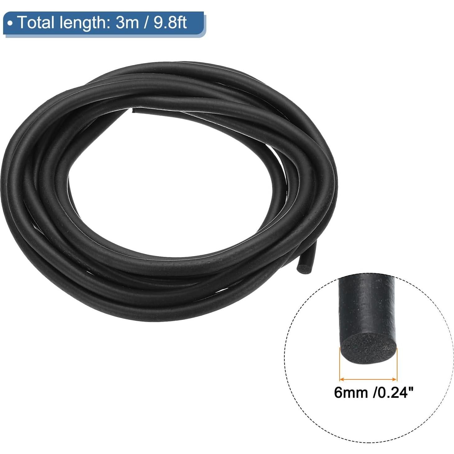 Tira de Sellado de Espuma de Silicona PATIKIL 3m x 6mm Negra