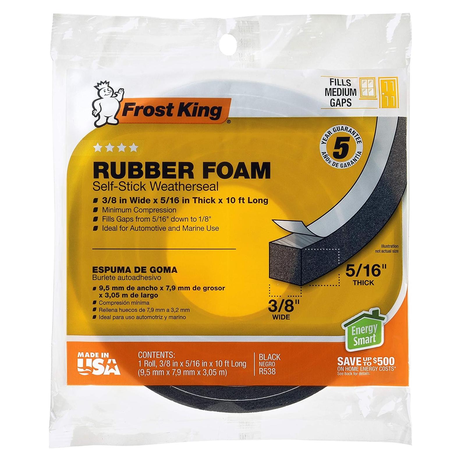R538H Foam Tape, 3/8" W, 5/16" T, 10 ft L, Black