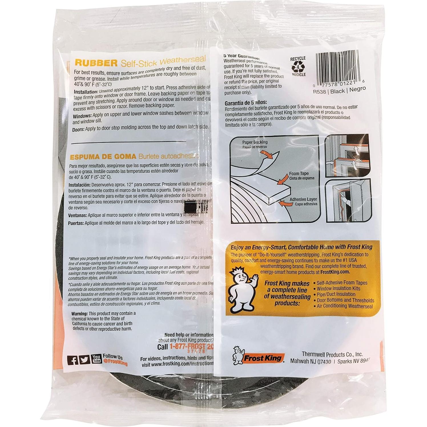 R538H Foam Tape, 3/8" W, 5/16" T, 10 ft L, Black