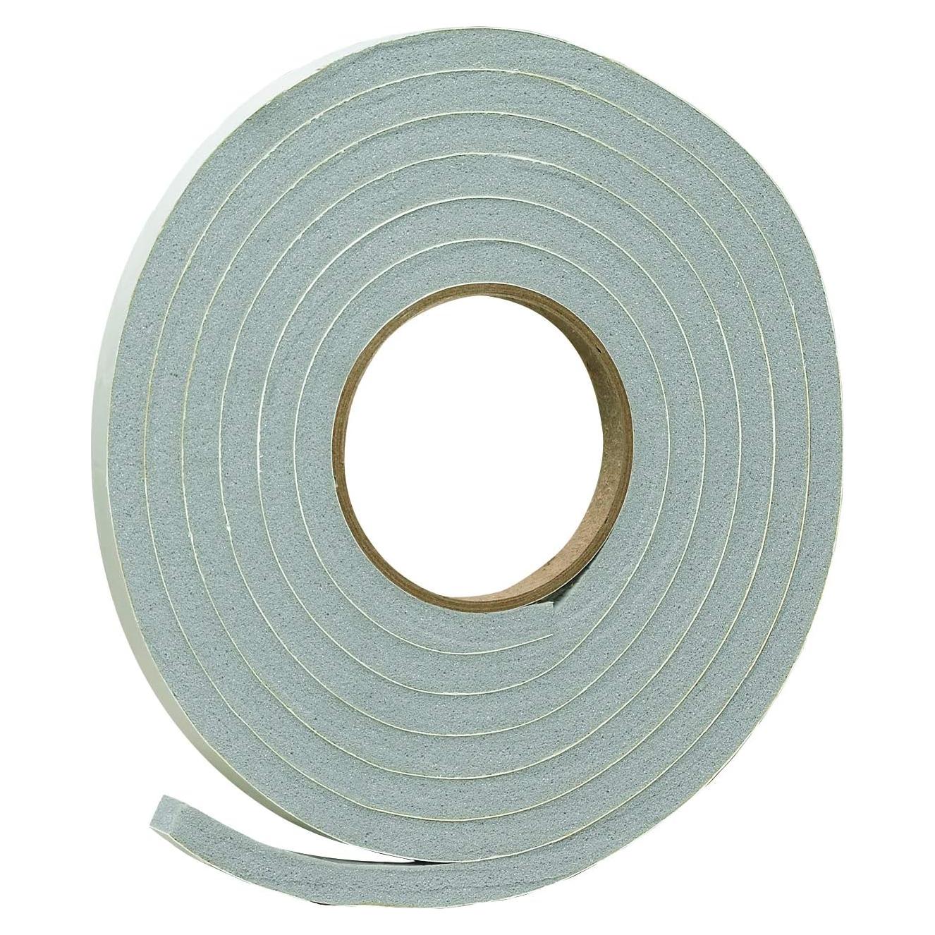 Vinyl Foam Tape - Closed Cell - Moderate Compression, 1/2 W", 3/8" Thick, 10' L, Grey