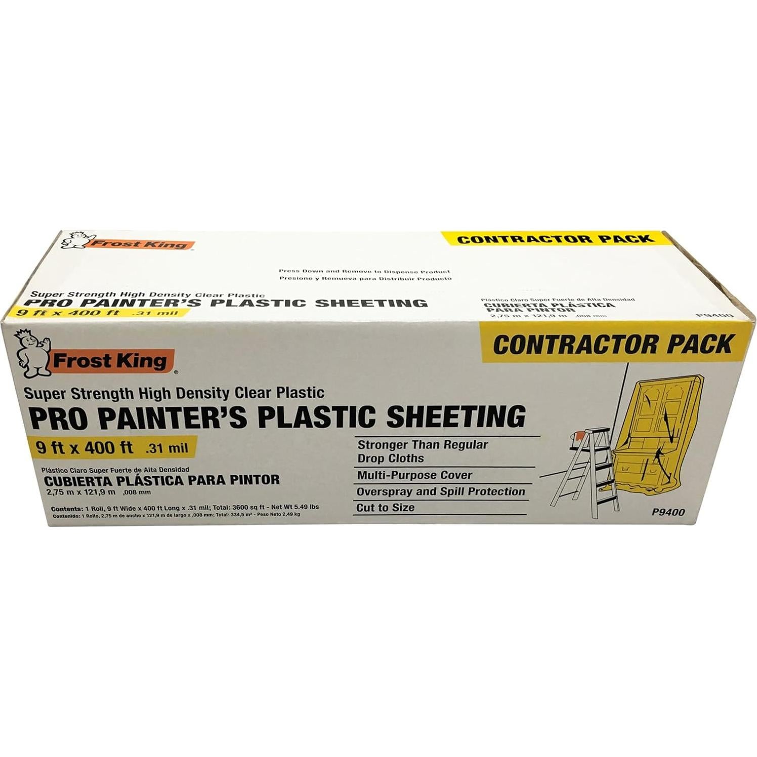 Plástico para Pintores Frost King P9400 2.74m x 121.92m Transparente
