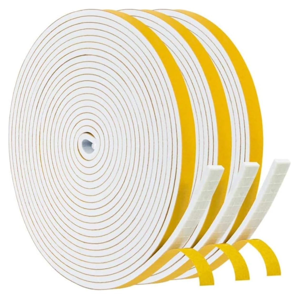 Burlete Adhesivo Blosy 3 Rollos 4.88m Espuma Aislante Blanco