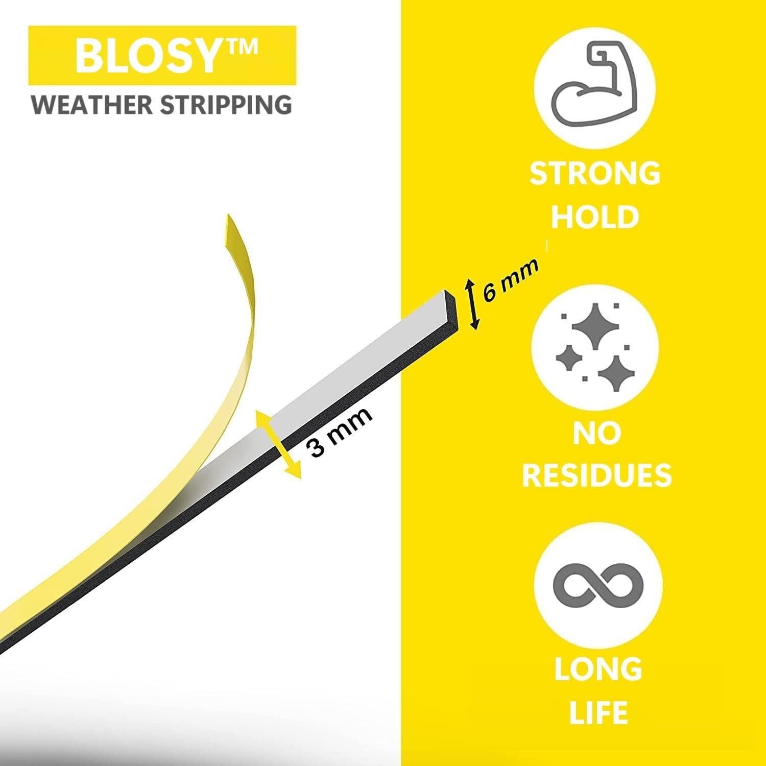 Burlete Adhesivo Blosy 3 Rollos 4.88m Espuma Aislante Blanco