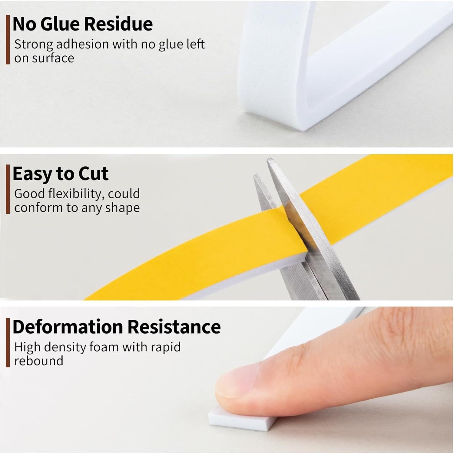 Cinta de Aislamiento de Espuma Yotache 3/8" x 1/8" - 50 pies