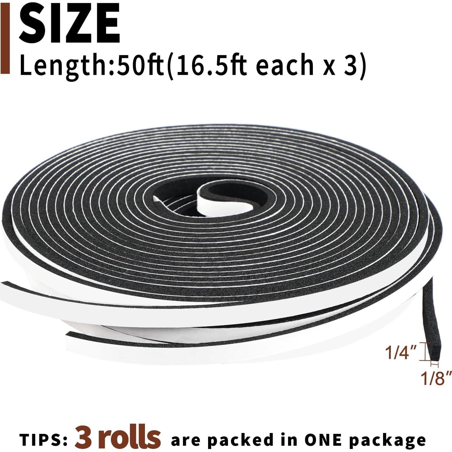 Cinta de Sellado de Espuma Yotache 1/4" x 1/8" 15.24m