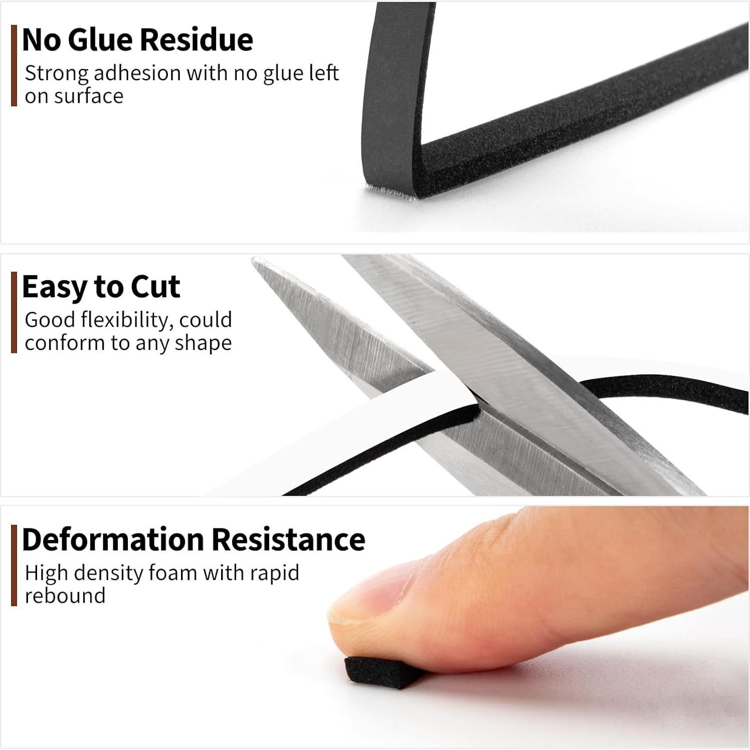 Cinta de Sellado de Espuma Yotache 1/4" x 1/8" 15.24m