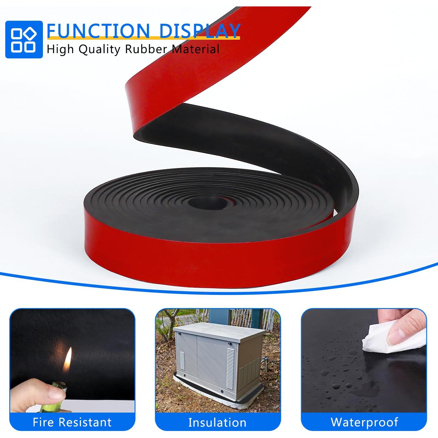 Tira de goma neopreno adhesiva WochiTV 1" x 4.57m x 1.6mm