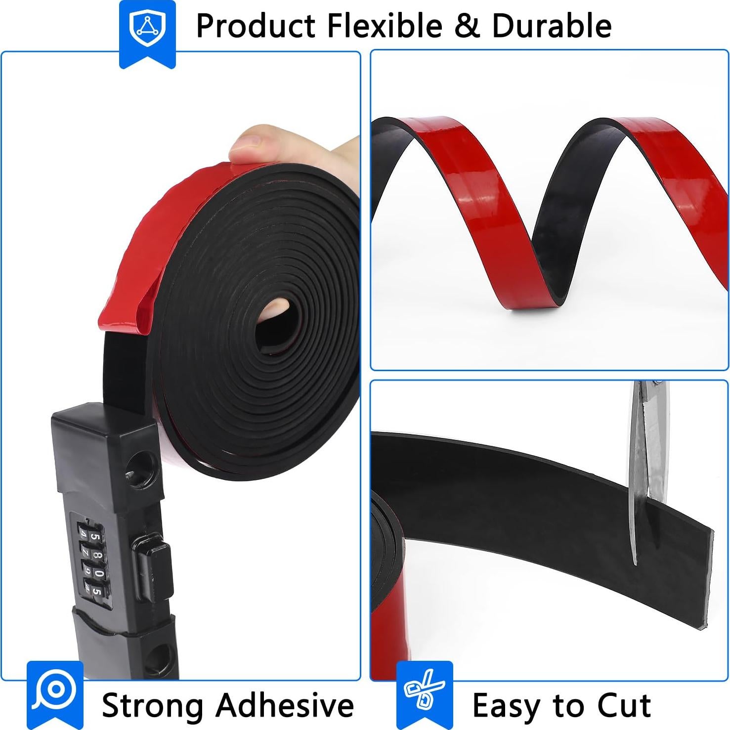 Tira de goma neopreno adhesiva WochiTV 1" x 4.57m x 1.6mm