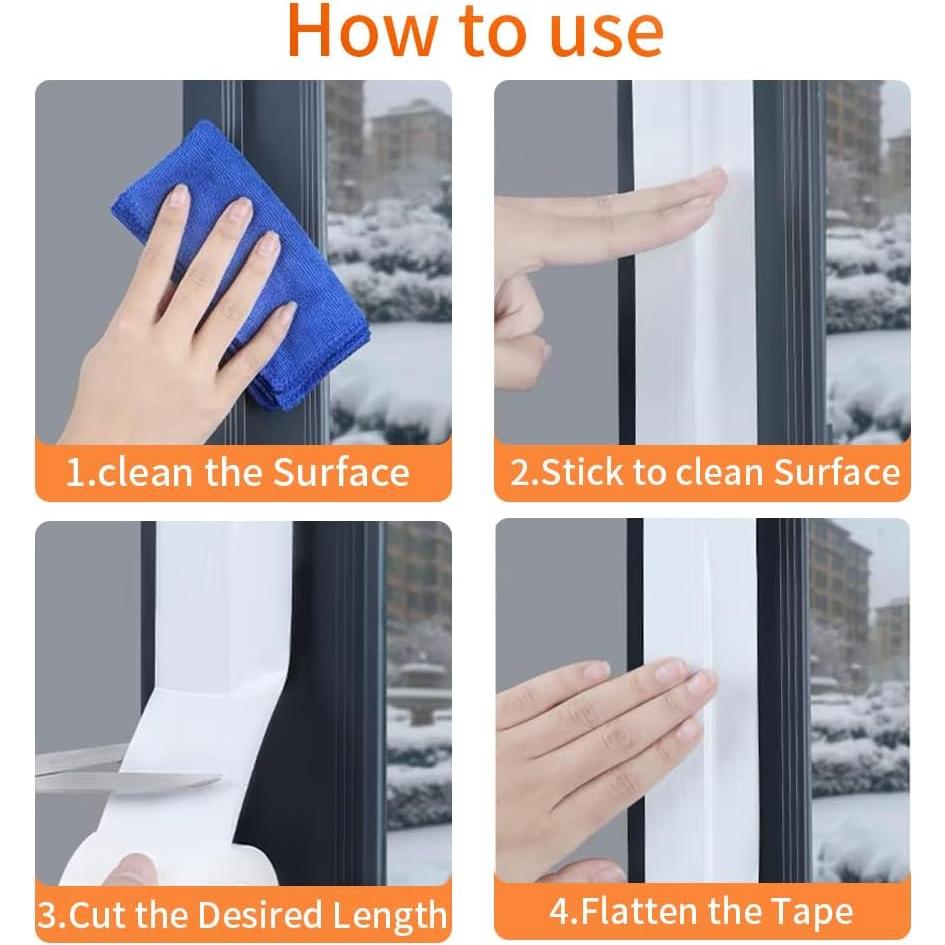 Cinta de Sellado Aislante KAIYUER 36.88m Blanco para Ventanas