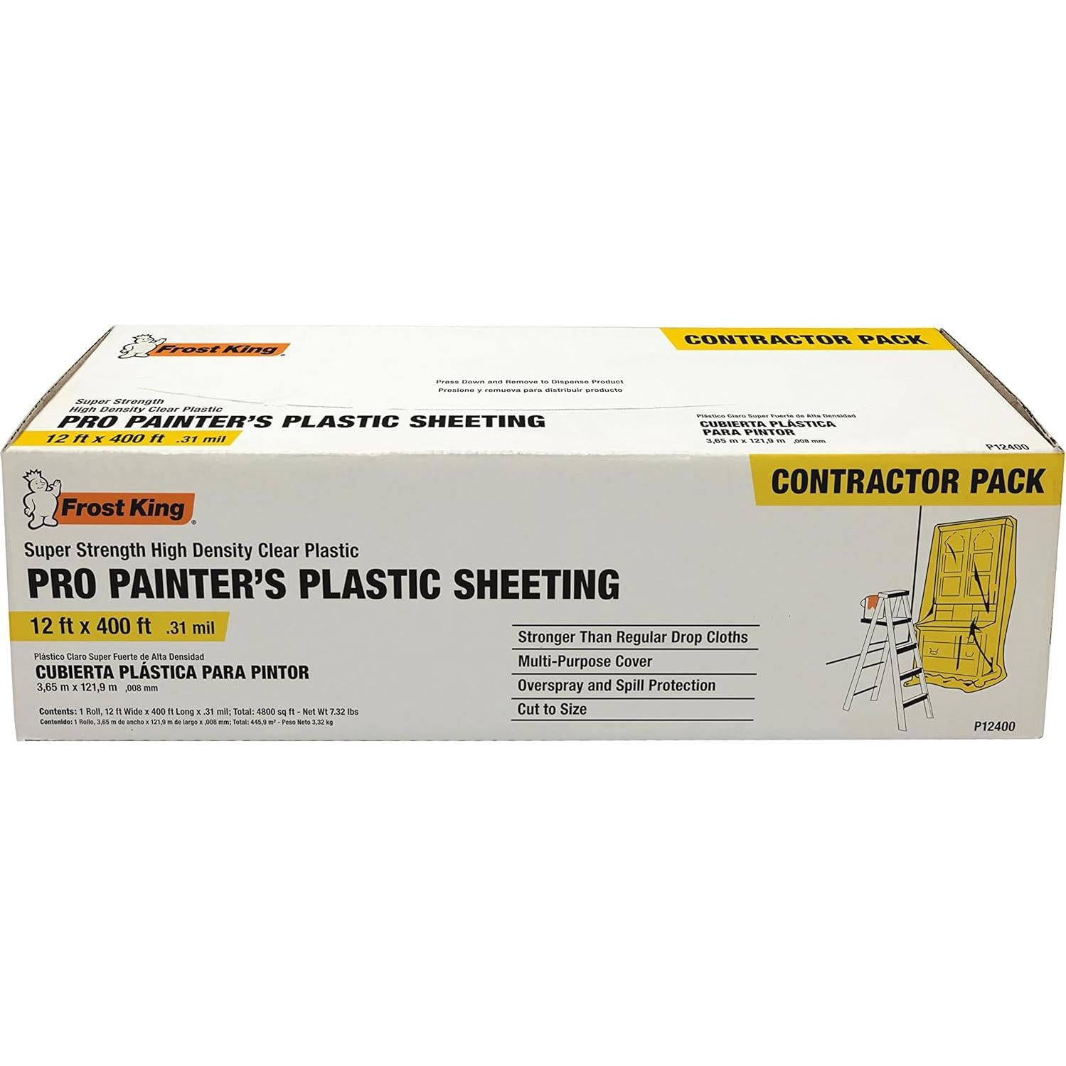 Plástico de Pintor Frost King P12400 3.66m x 121.92m Transparente
