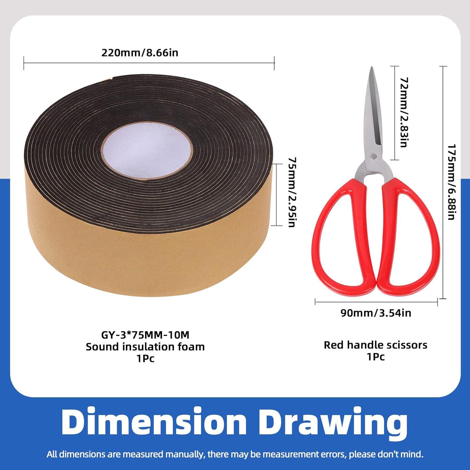 Cinta de Aislamiento de Espuma Glarks 75mm x 3mm x 10m con Tijeras