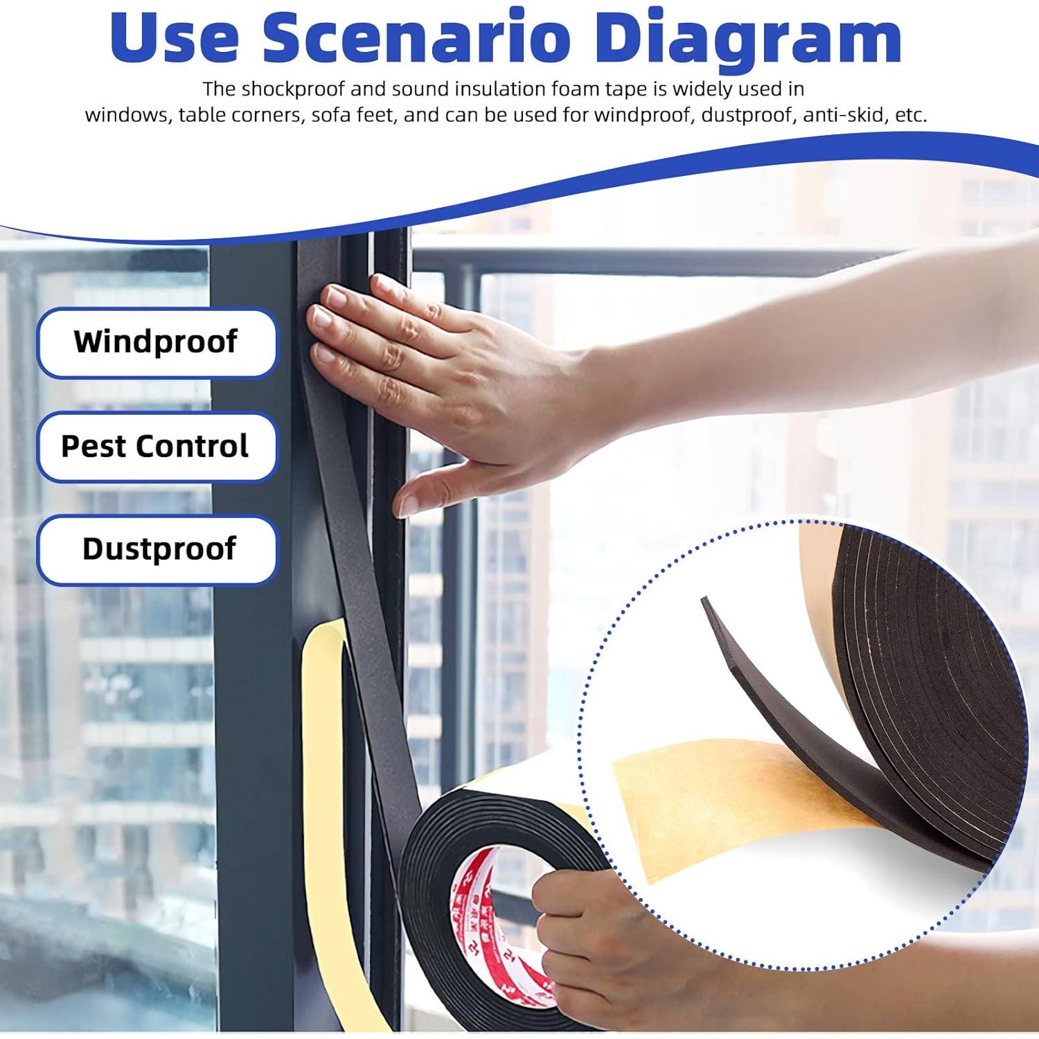 Cinta de Aislamiento de Espuma Glarks 75mm x 3mm x 10m con Tijeras