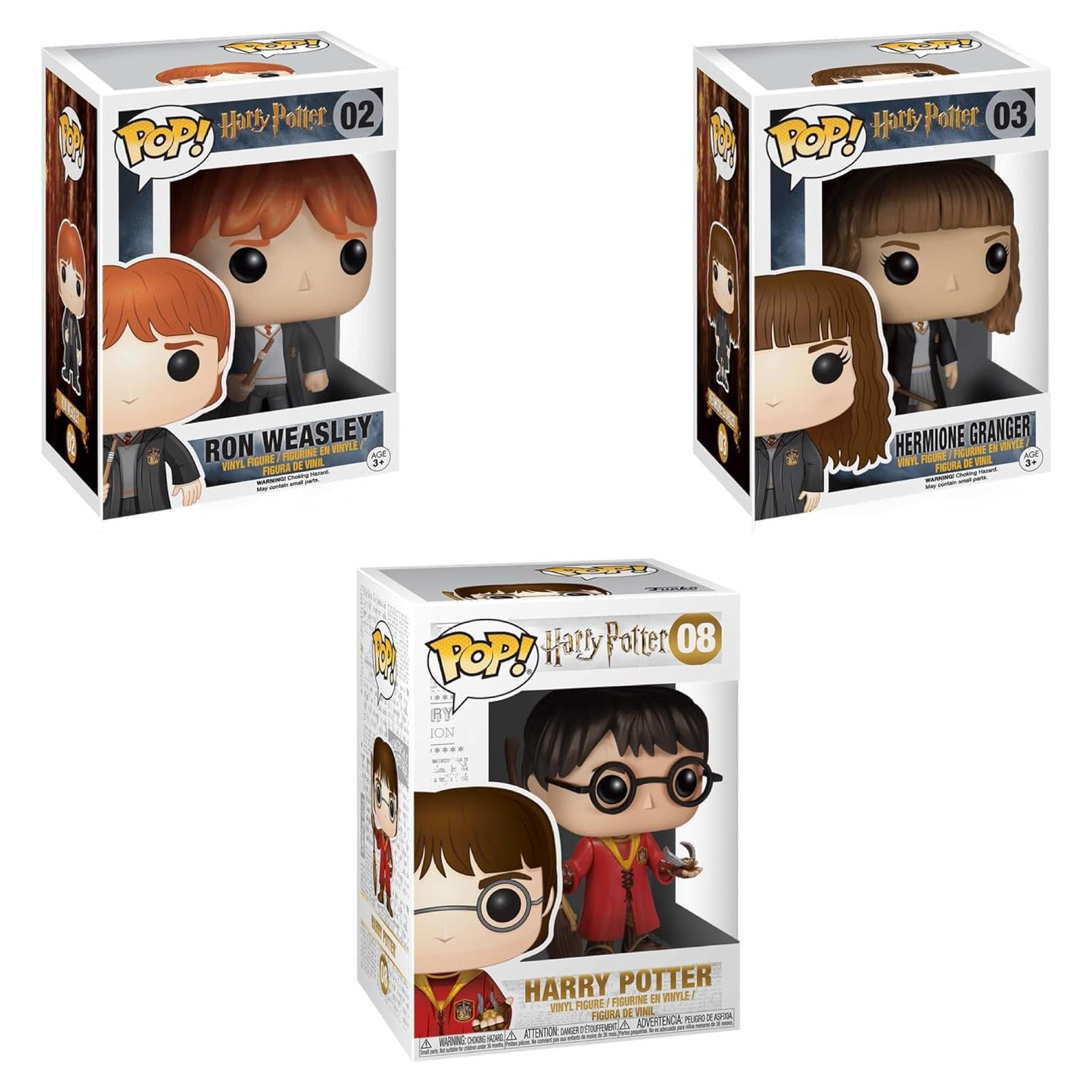 Funko Pop! Harry Potter 3-Pack Ron, Hermione y Quidditch Harry