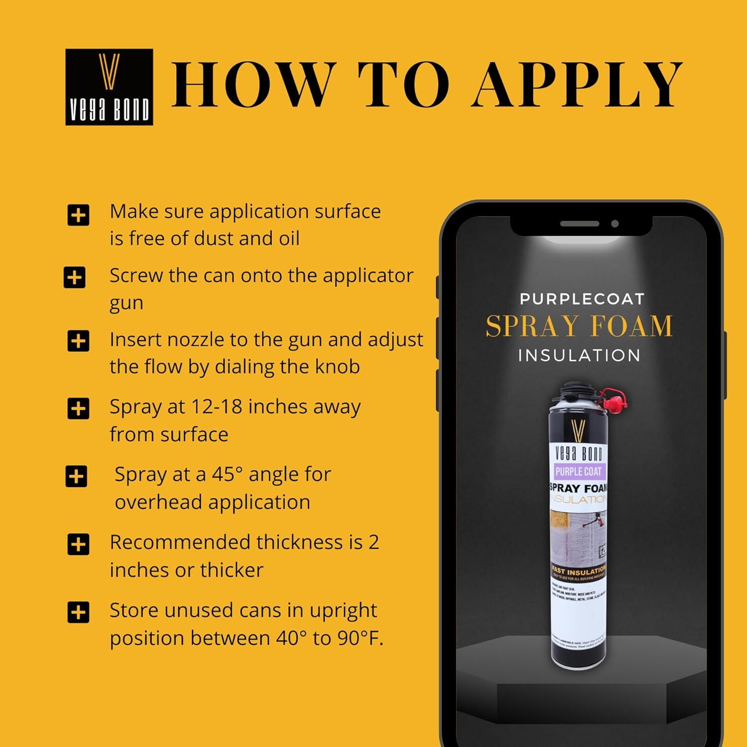 Aislamiento de Espuma en Spray Vega Bond Purplecoat 12 Paquete