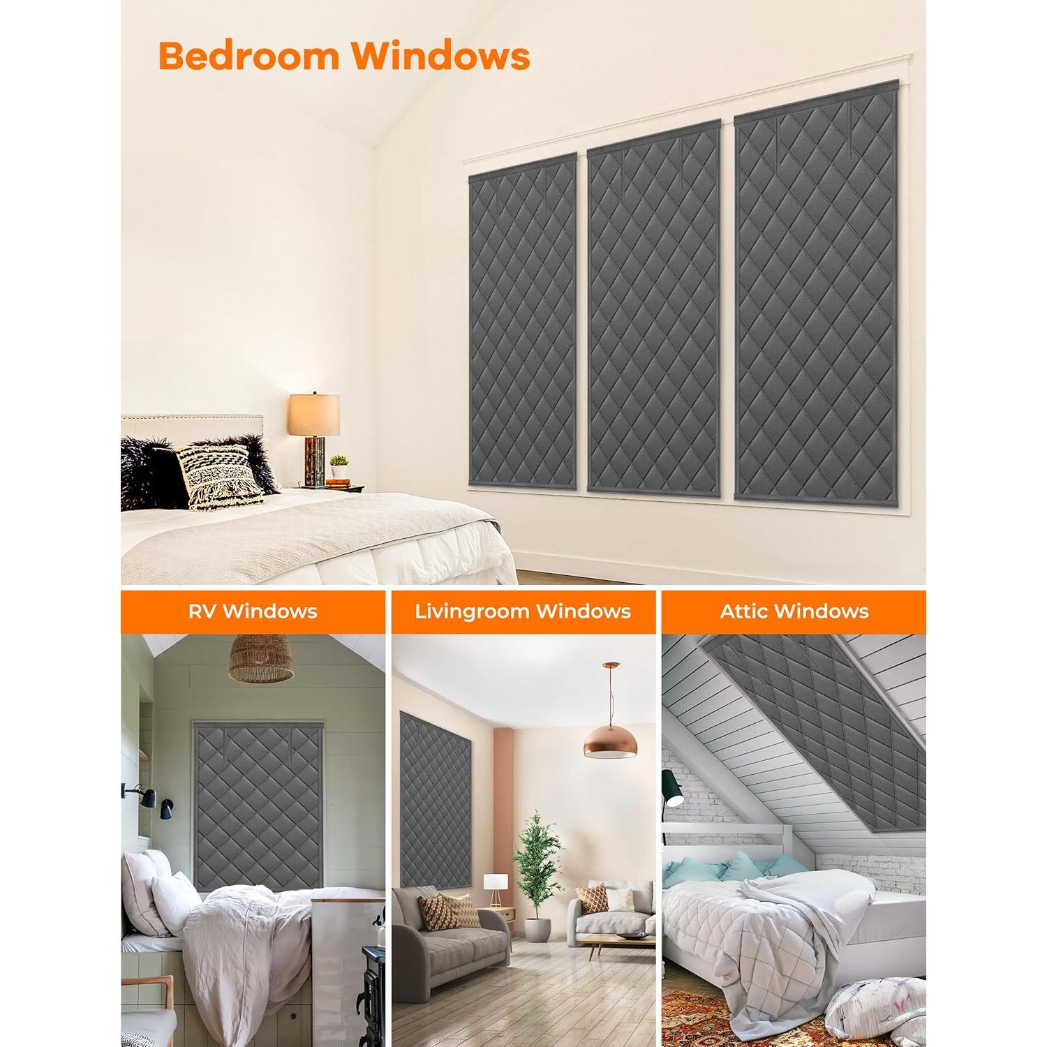 Cortinas Aislantes para Ventanas Ashrun 24x36 Pulgadas Gris