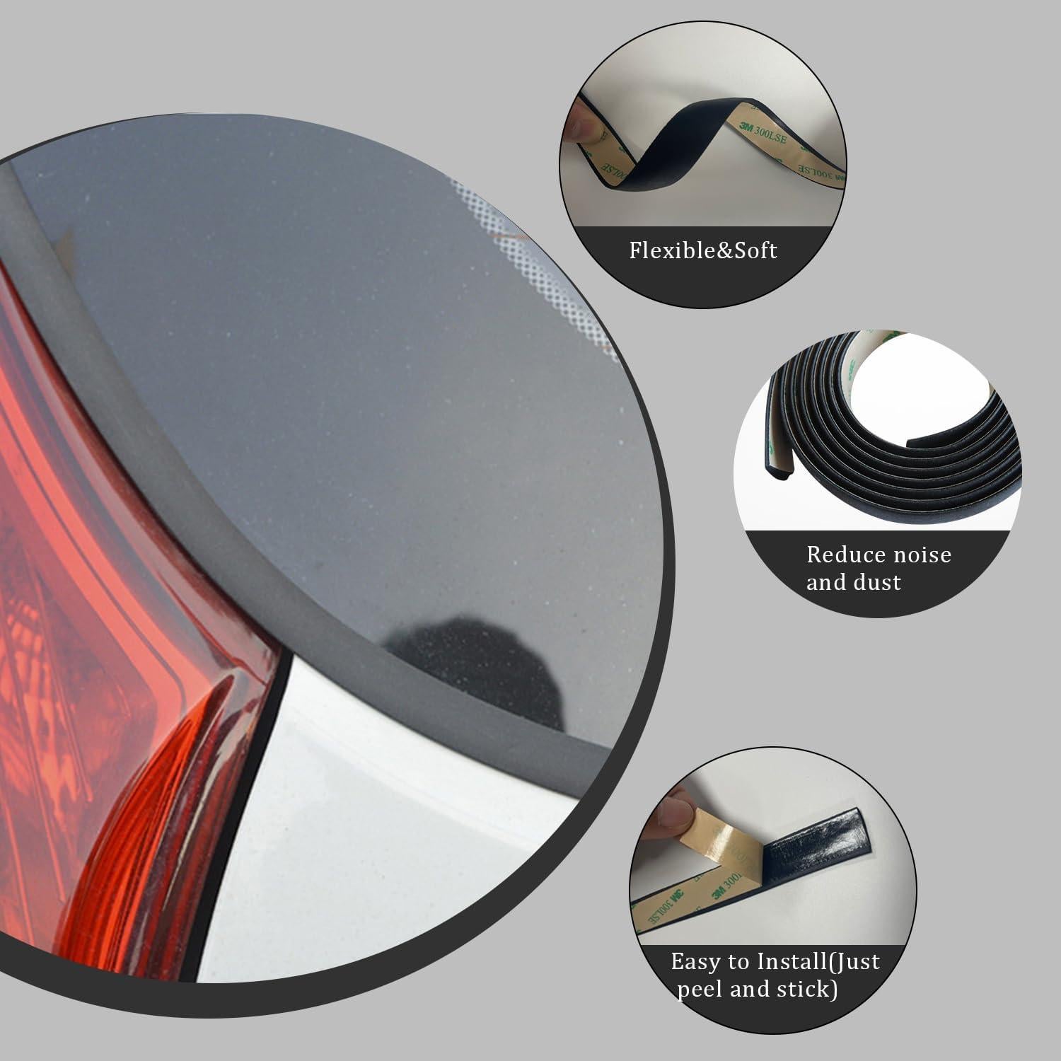 Tira de Sello de Goma Smeyta 3M para Parabrisas Coche Negro