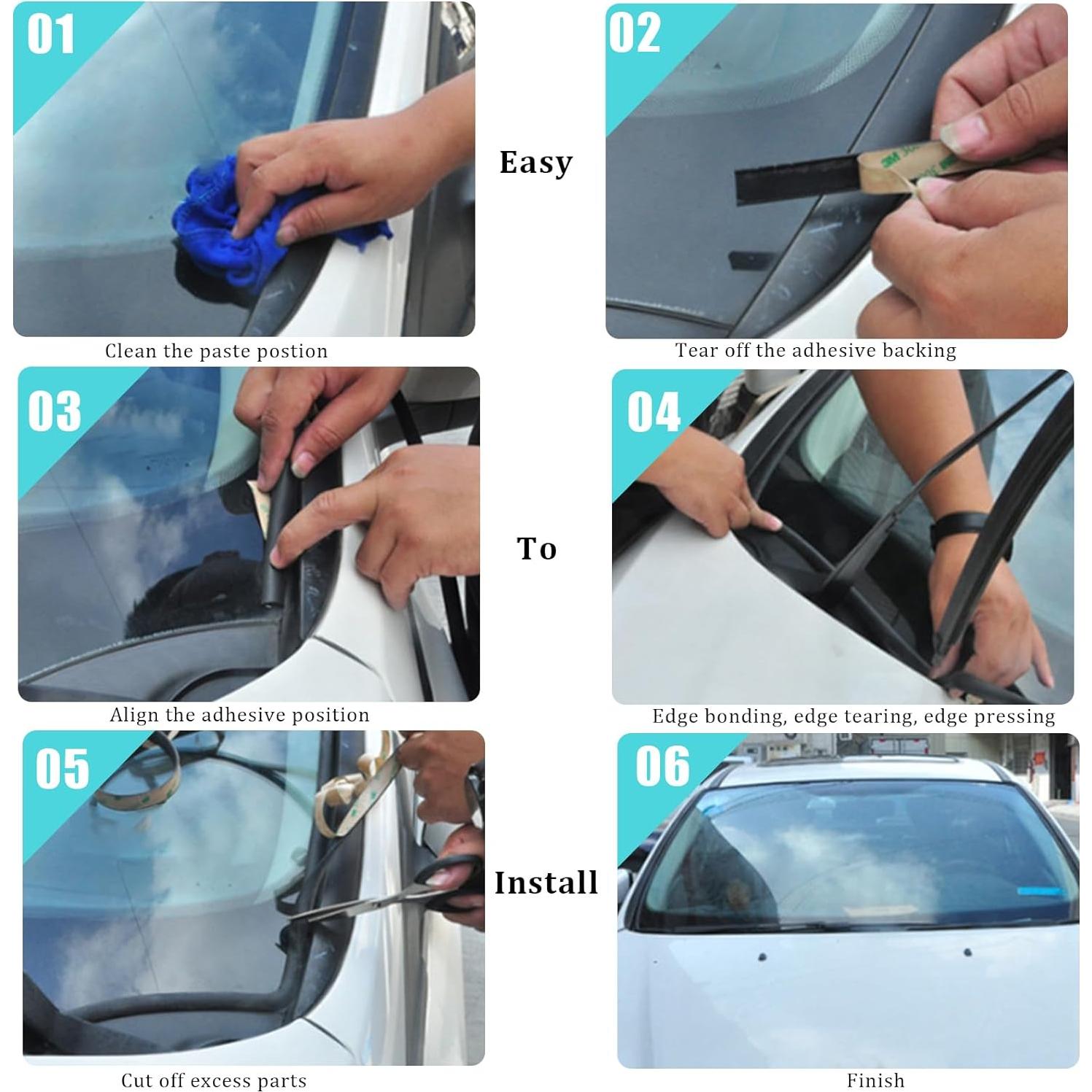 Tira de Sello de Goma Smeyta 3M para Parabrisas Coche Negro