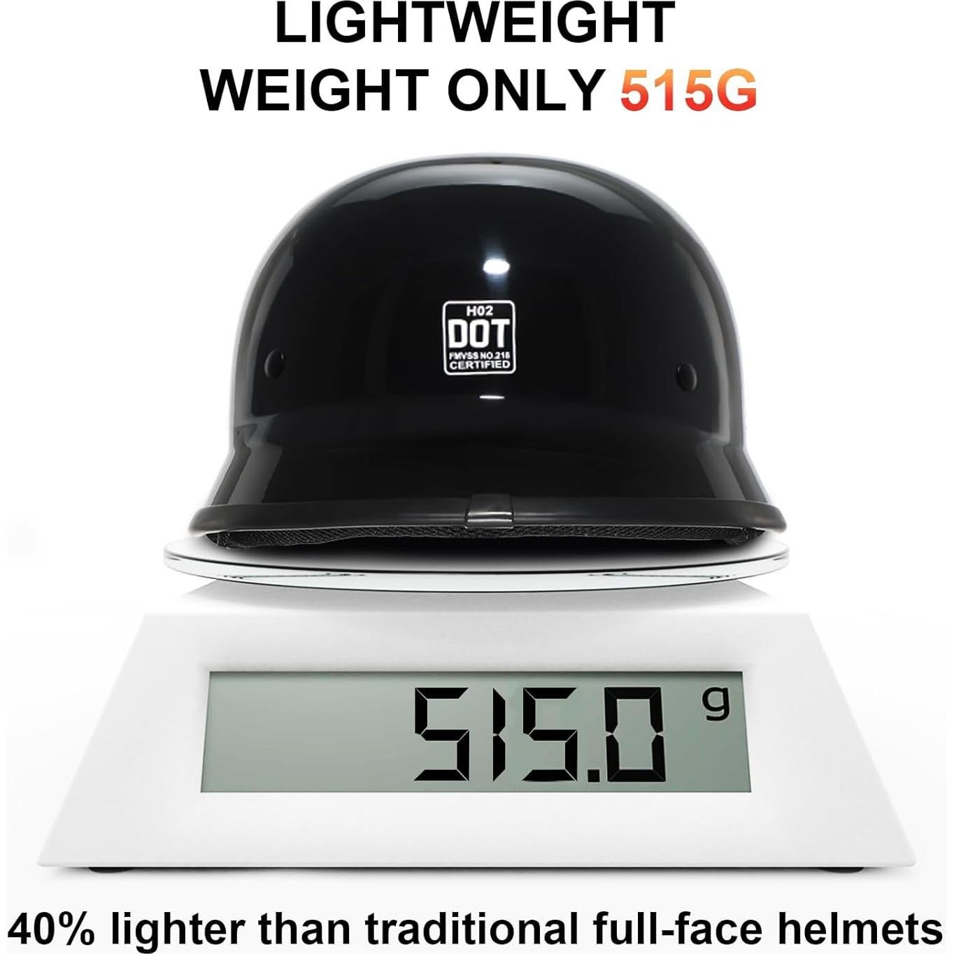 Casco Medio TRIANGLE H02 para Motocicleta Unisex Negro Brillante