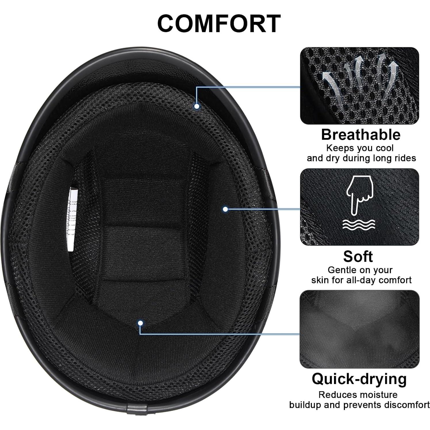 Casco Medio TRIANGLE H02 para Motocicleta Unisex Negro Brillante