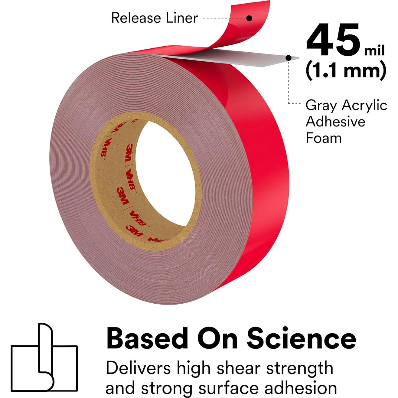 Cinta de espuma VHB 3M 4611, 0.64 cm x 32.92 m, Gris oscuro